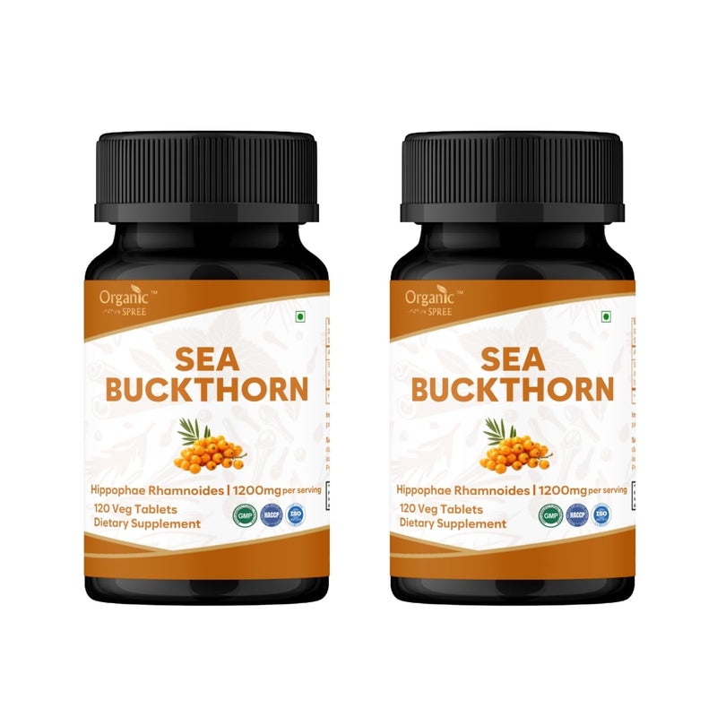 ORGANIC SPREE Sea Buckthorn 120 Tablets - Omega 7, Skin & Immune Support* - 120tab - Pack of 2